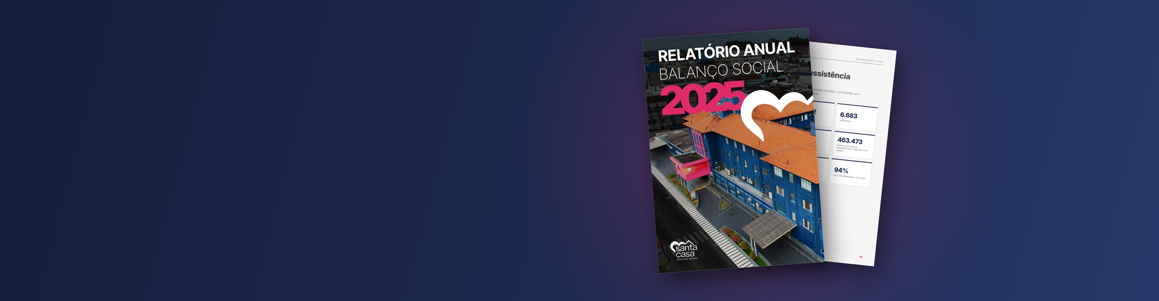 Capa do Relatório Anual e Balanço Social 2025 da Santa Casa de Mogi das Cruzes